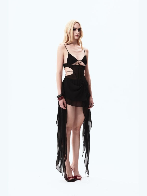 Triangular Deconstructed Ribbon Skirt Dress