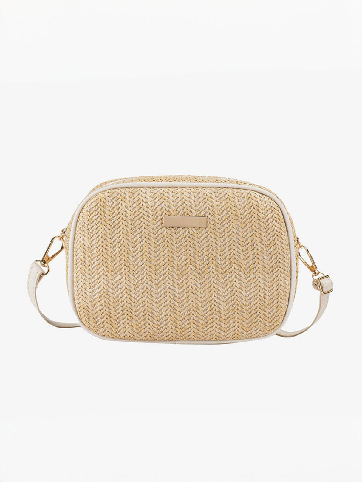 Holiday Straw Woven Oval Crossbody Bag