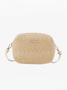 Holiday Straw Woven Oval Crossbody Bag