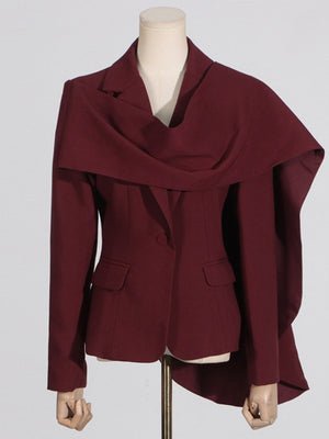 Shawl Splicing Design Pocket Solid Color Blazers