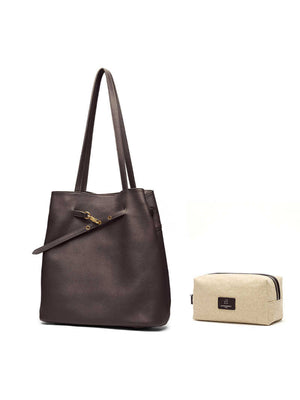 Straight-on Small And Soft Bucket Bag, Large Size, Top-grain Cowhide, Shoulder Bag, Large Capacity Tote Bag For Women.