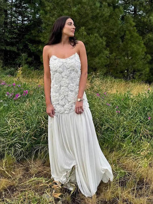 Sleeveless Floral Embellished Spaghetti Strap Maxi Dress