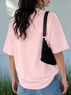 Casual And Versatile 3D Letter Pattern T-shirt