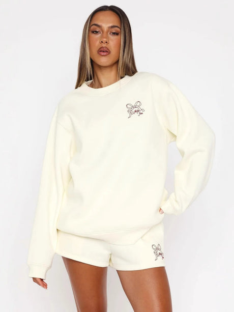 Valentine's Day Elements Long-sleeved Bow Print Sweatshirts