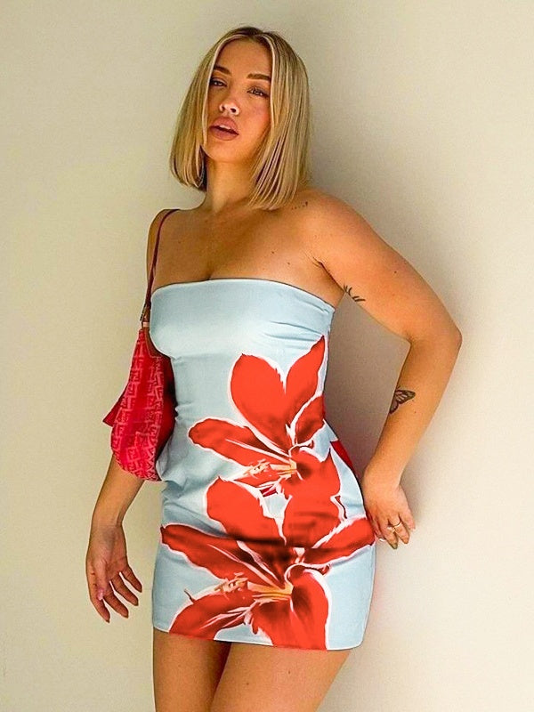 Liber Summer Women's Off-shoulder Flowers Mini&Short Dresses