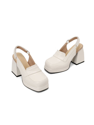 Platform Chunky Heels With Open Back