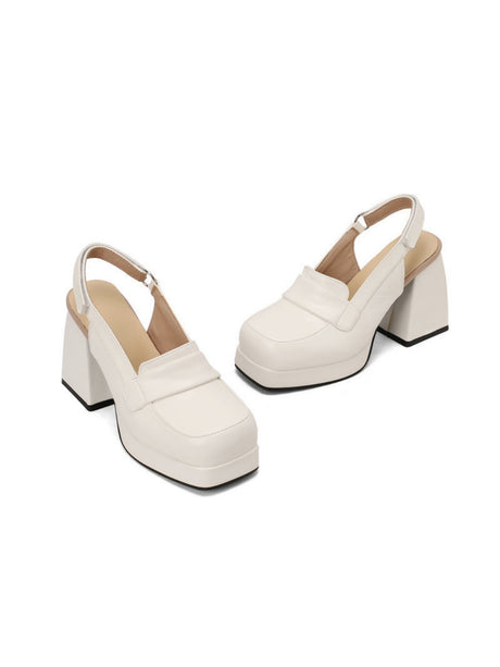 Platform Chunky Heels With Open Back