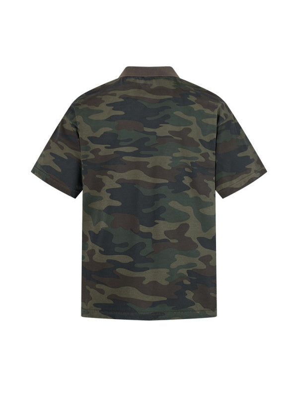 Camouflage Color-blocked Loose-fit Polo