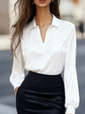 Satin V-neck Long Sleeves Blouse