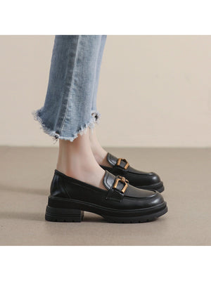Liber Spring and Autumn Thick-soled Metal Buckle Women's Loafers