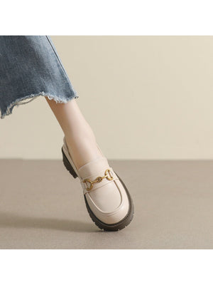 Liber Spring and Autumn Thick-soled Metal Buckle Women's Loafers
