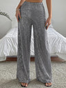 High Waist Sequins, Loose Fit, Drape, Elastic Wide-leg Pants