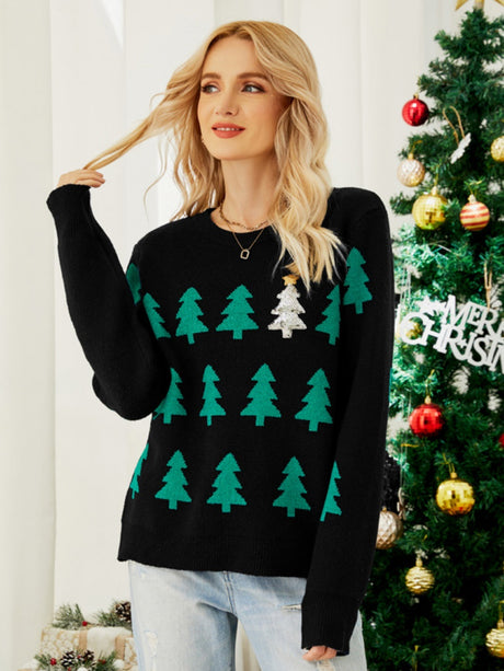 Christmas Christmas Tree Crew Neck Headgear Sweaters