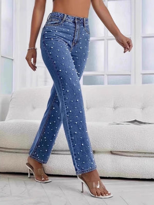 Washed Beaded Jeans