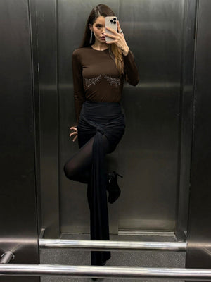 Black Women's Hot Diamond Long sleeve T-shirts
