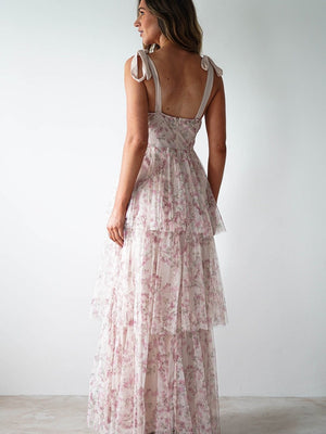 Liber Summer Women's Bandage Floral Maxi Dresses