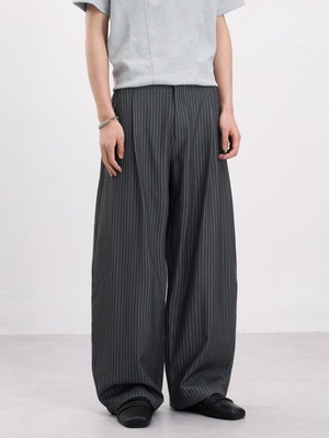 Old Money Style Pleated Stripes Machete Baggy Dress Pants Pants