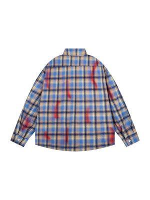 Liber Autumn Neutral wear Pocket decoration Plaid Shirts