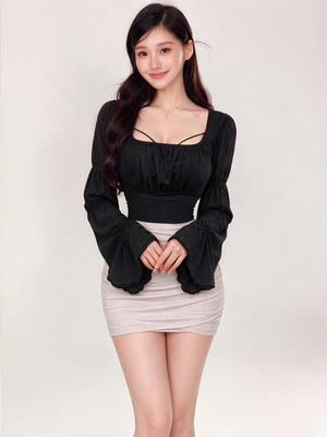Slimming Pleated High-waisted Pencil Skirt