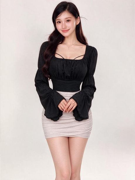 Slimming Pleated High-waisted Pencil Skirt