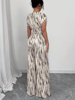 One-shoulder Tie-up Jumpsuit With Wide Legs