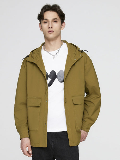 Water Proof Windproof Solid Color Hooded All-match Work Jacket