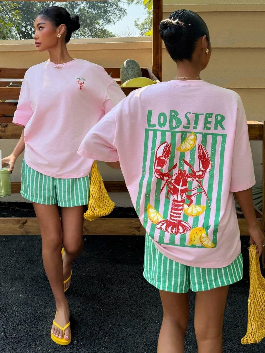 Casual And Versatile 3D Letter Pattern T-shirt
