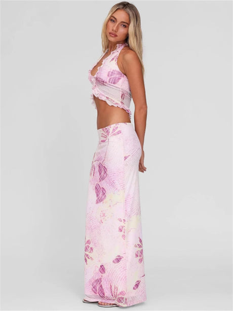 Liber Summer Women's Ruffle Plants and Flowers 2-piece Sets