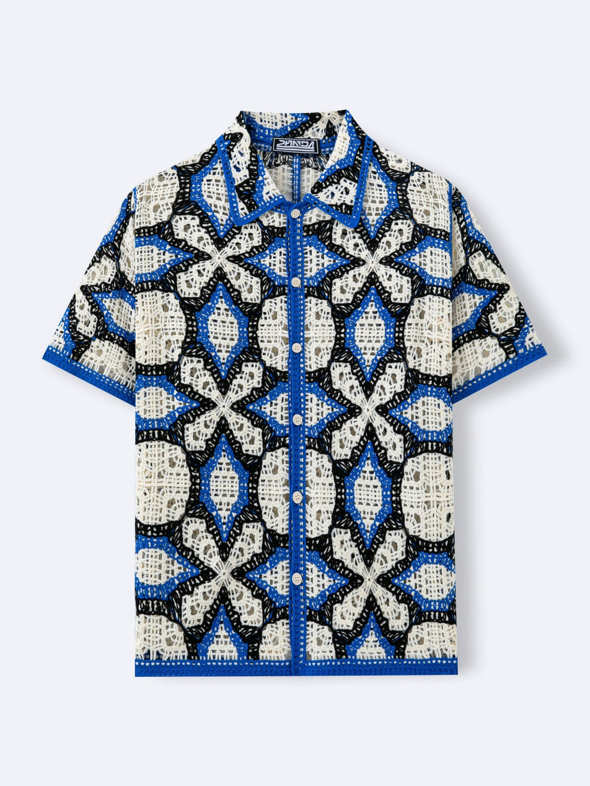 Geometry Jacquard Hollow Knitting Vacation Polo Shirts