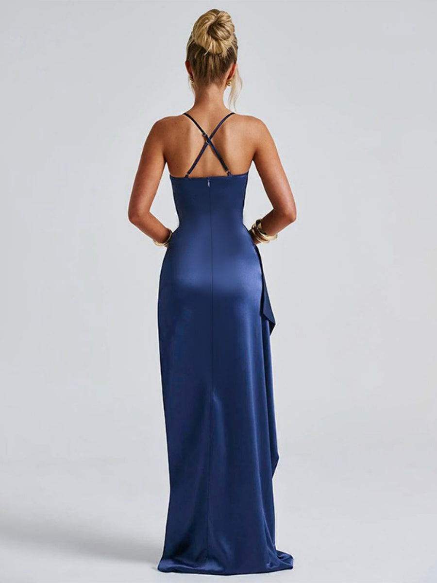 Satin Camisole Sexy Slit Dinner Party Long Dress