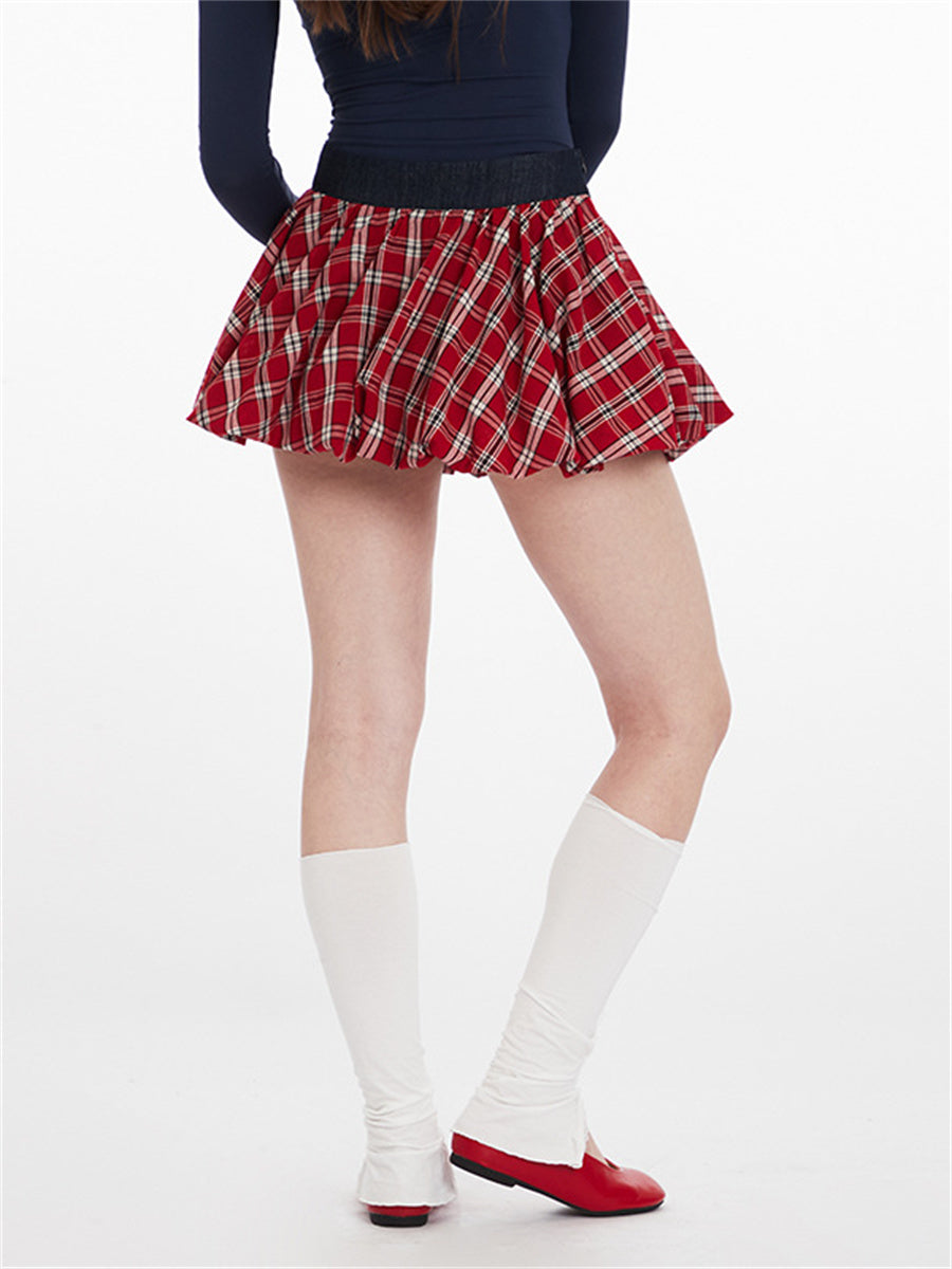 Liber Summer Women's Pleated Stripes/Plaid Skirts