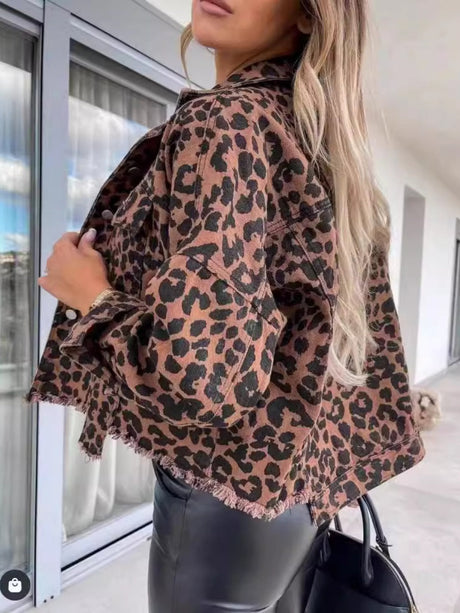 Liber Autumn Women's Leopard Denim jacket