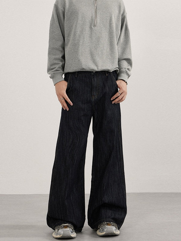 Retro Washing Bamboo Pattern Type A Cleanfit Drape Jeans