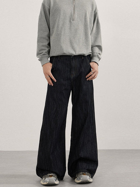 Retro Washing Bamboo Pattern Type A Cleanfit Drape Jeans