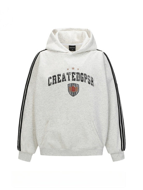 Jersey Style Distressed Letter Print Pole Bar Hoodies