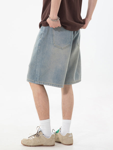 Washed Denim Five Points Shorts