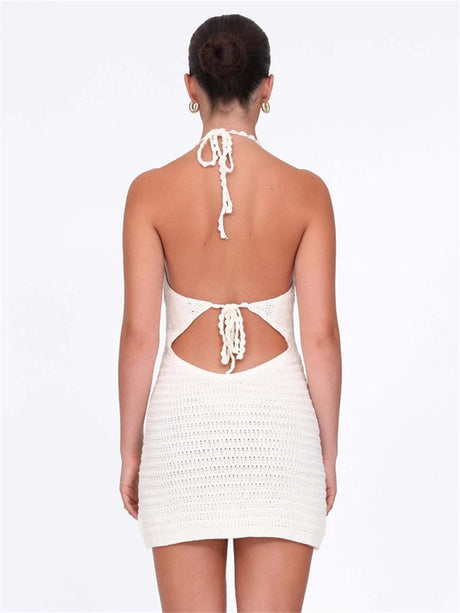 Liber Summer Women's Backless Solid Color Mini&Short Dresses