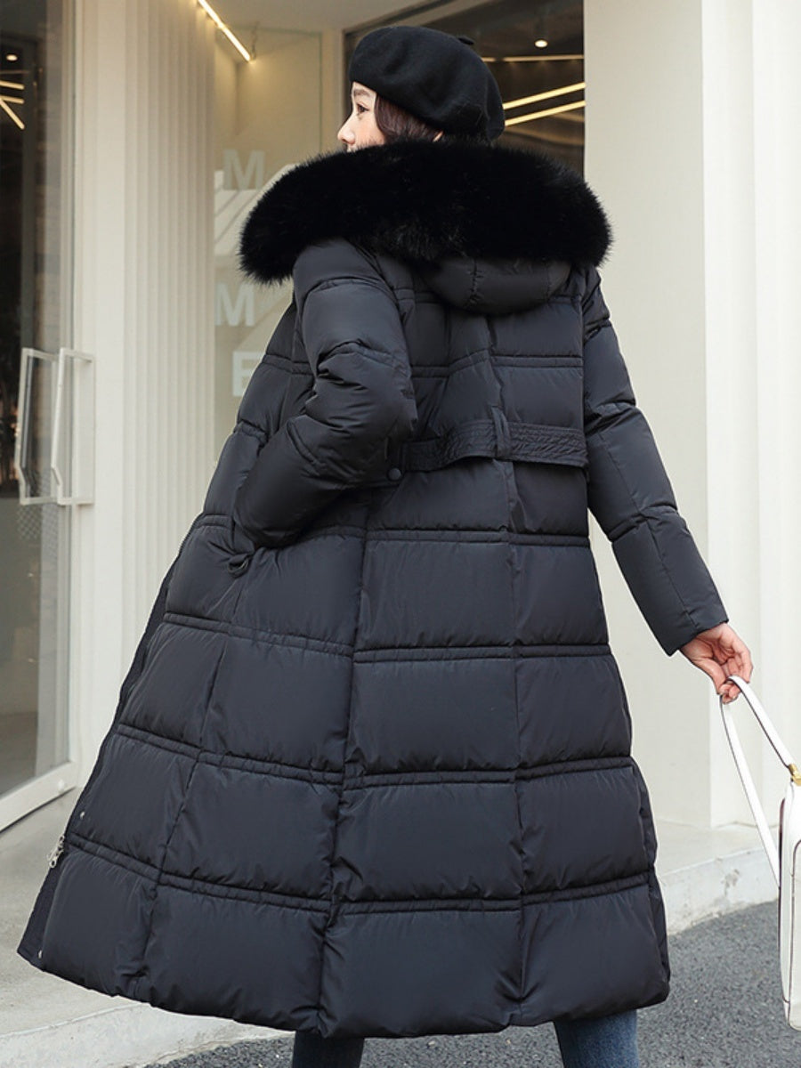 Fur Collar Style With Detachable Fur Collar Waist Quilting Keep Warm In Winter Elegant Commuter Style Cotton Jacket/Down Jacket