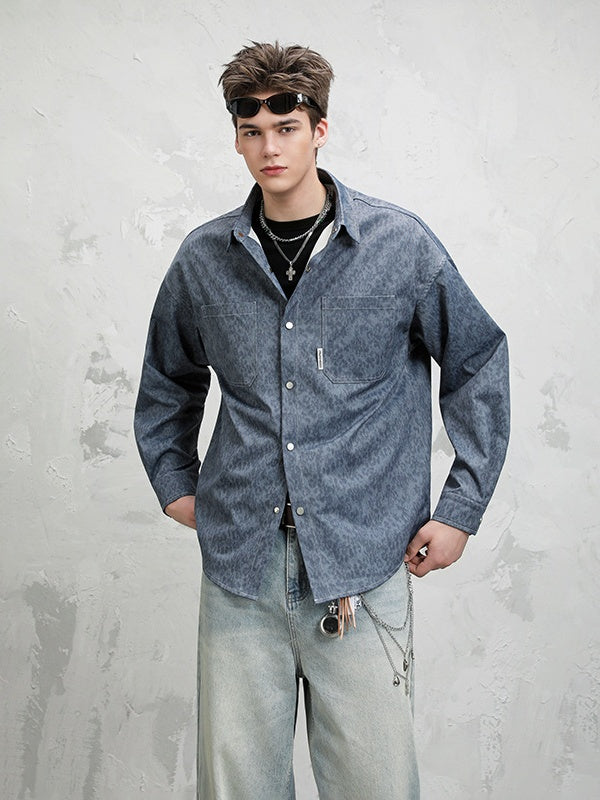 Vintage Distressed Tie-dye Design Loose Long-sleeved Shirt