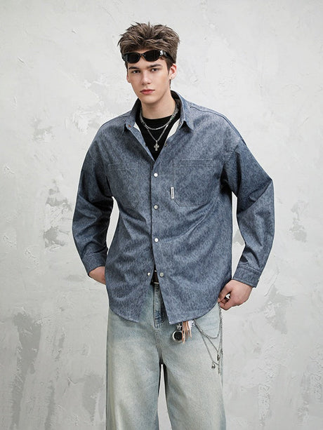 Vintage Distressed Tie-dye Design Loose Long-sleeved Shirt