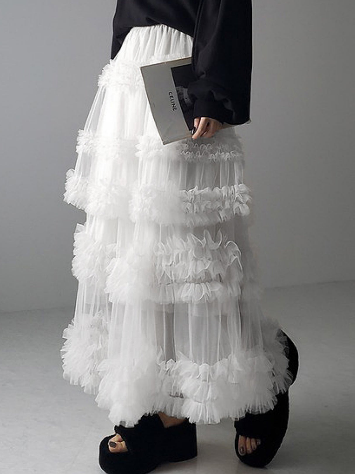 Mesh Three Floors Sweet A-line Skirt