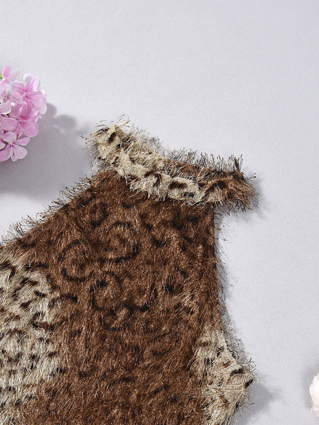 Liber Leopard Print Color Matching Mock Neck Hip Wrap Mini&Short Dresses