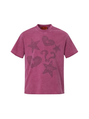 Distressed Love Star Printed T-shirts