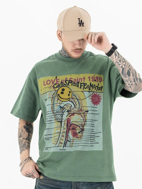 Liber Summer Men's Printed Letter T-shirts