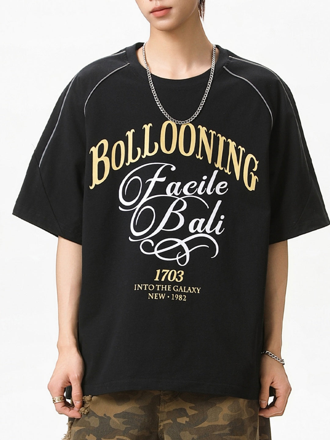 Color-blocked Letter Printed T-shirts