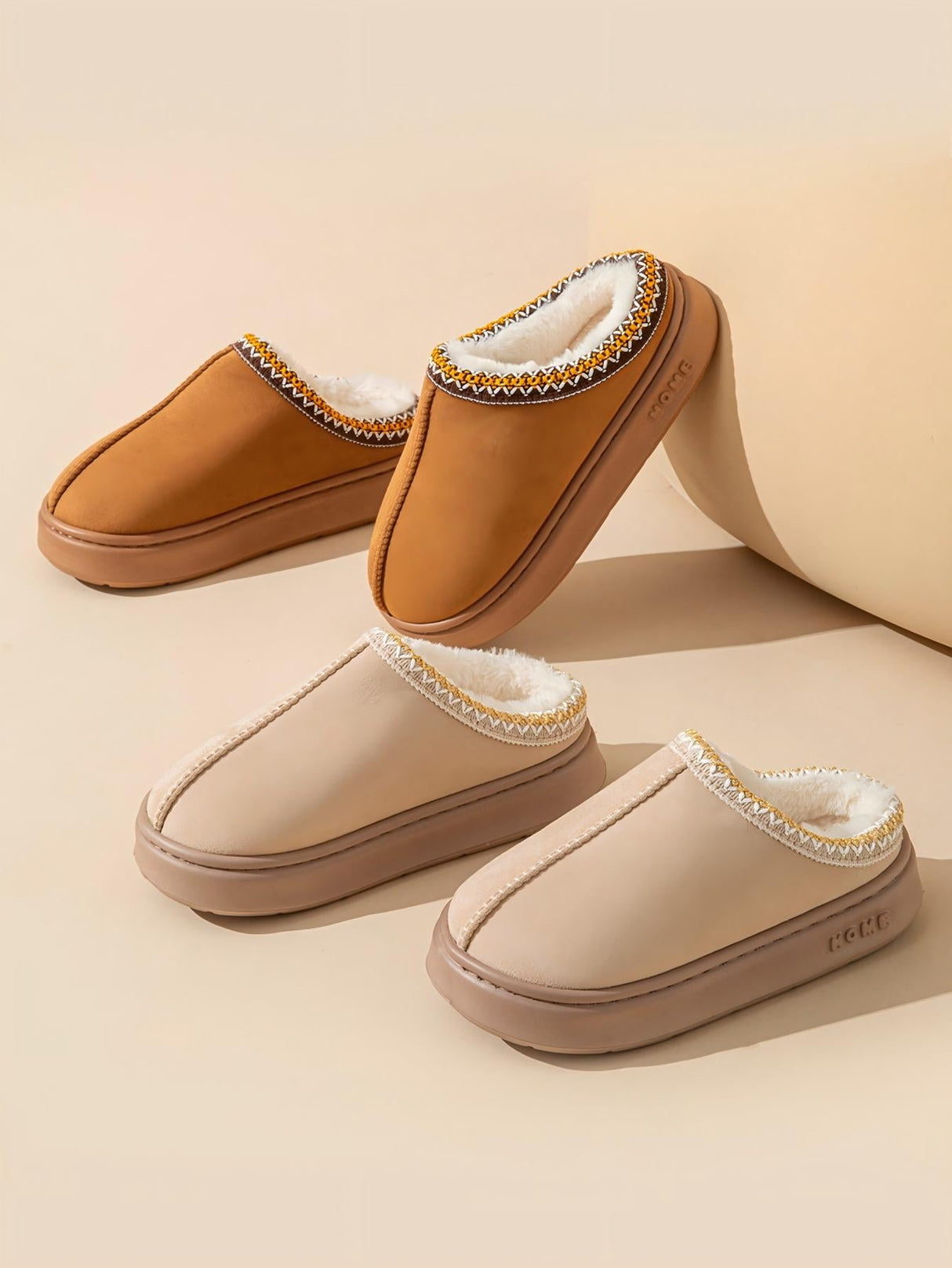 Solid Color Stitching Thick-soled Slippers