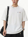 Color-blocked Colorful Embroidery Loose-fit T-shirts