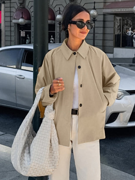 Liber Autumn Women's Trench Coats Solid Color Jackets