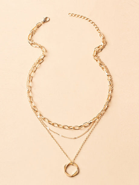 Alloy Necklace With Electroplated Circle Pendant, Fashion Necklace