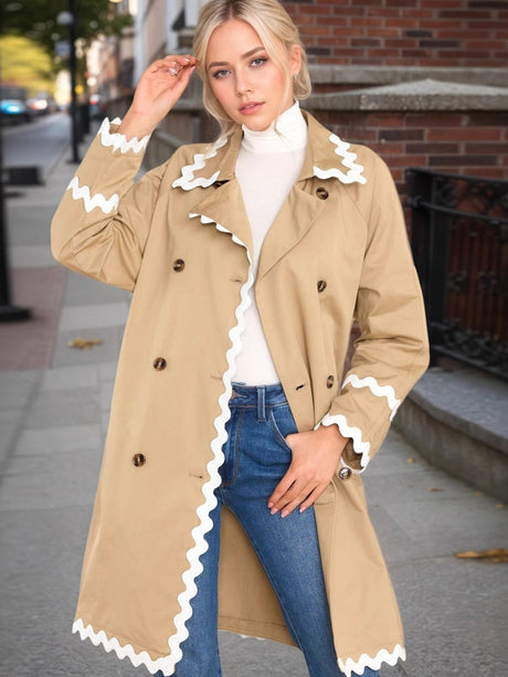 Liber Summer Women's Buttons Color matching Trench Coats